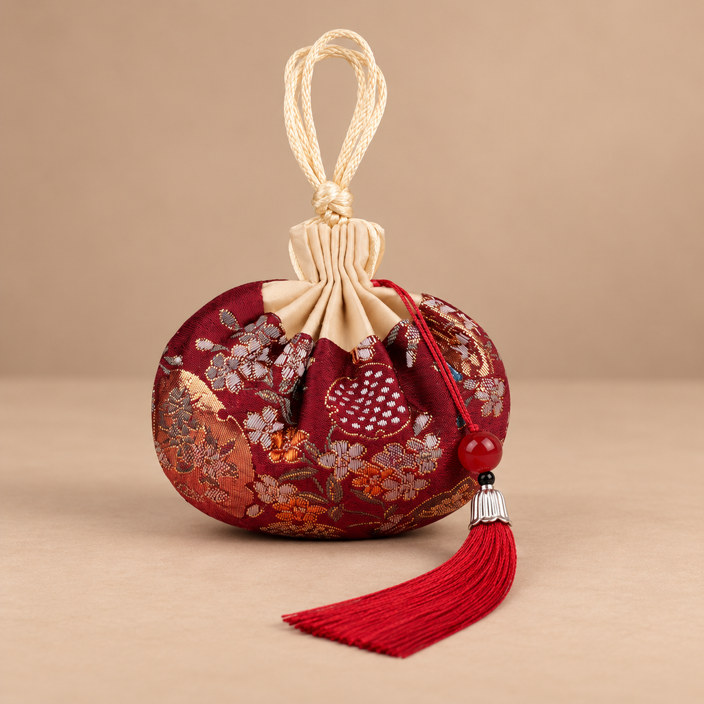 Burgundy Embroidered Scented Sachet Bag