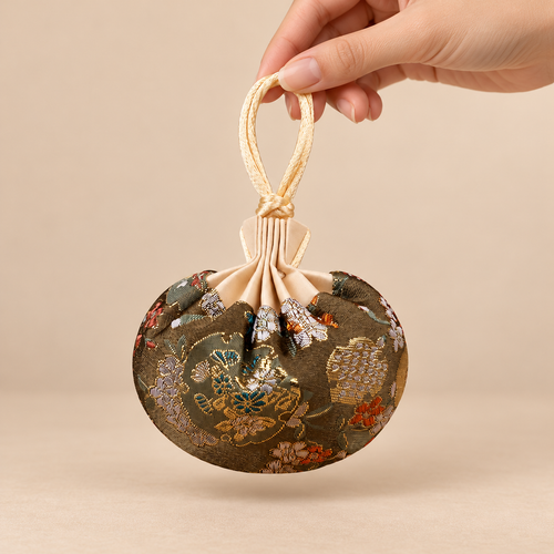 Bronze Embroidered Scented Sachet Bag