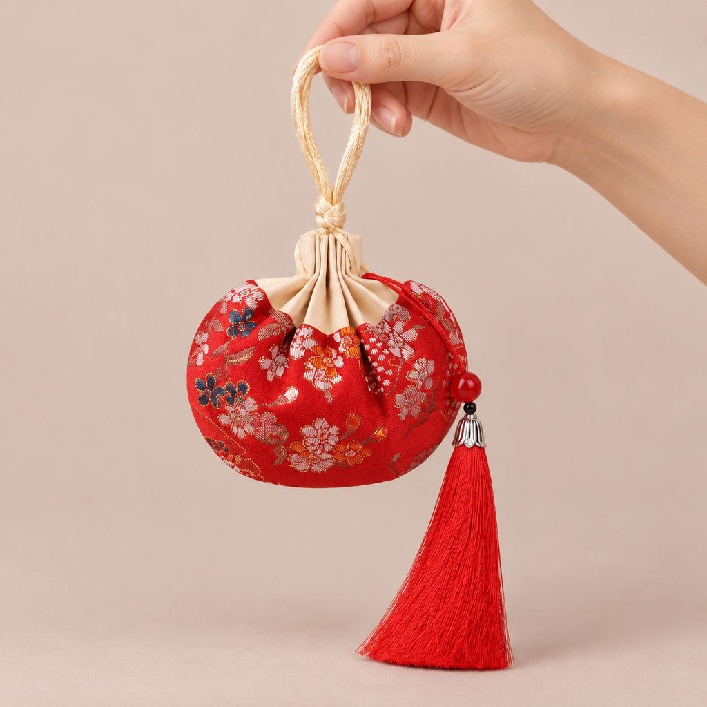 Red Embroidered Scented Sachet Bag