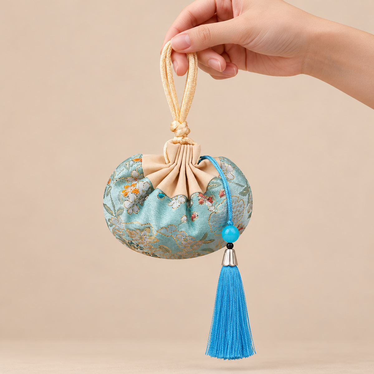 Turquoise Embroidered Scented Sachet Bag