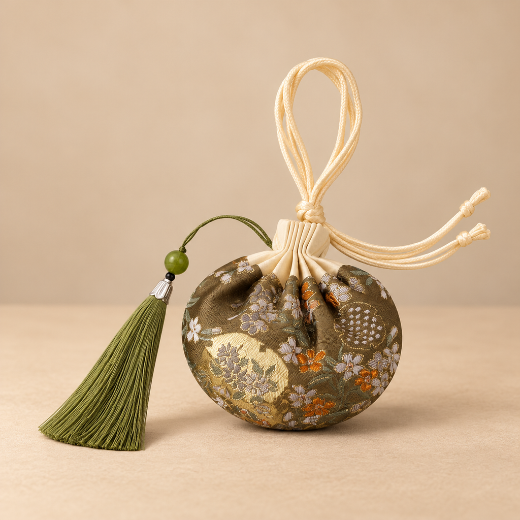 Olive Embroidered Scented Sachet Bag