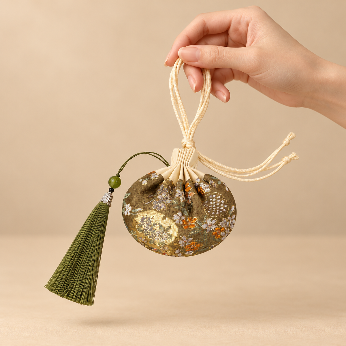 Olive Embroidered Scented Sachet Bag