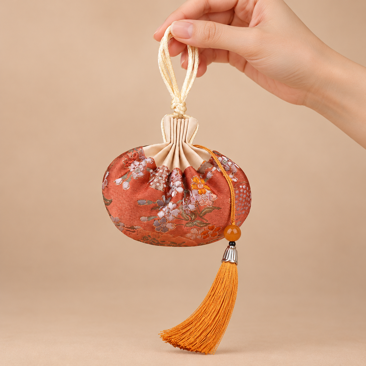 Orange Embroidered Scented Sachet Bag
