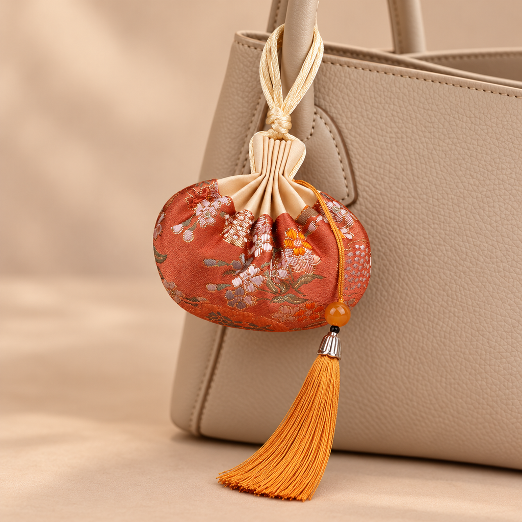 Orange Embroidered Scented Sachet Bag